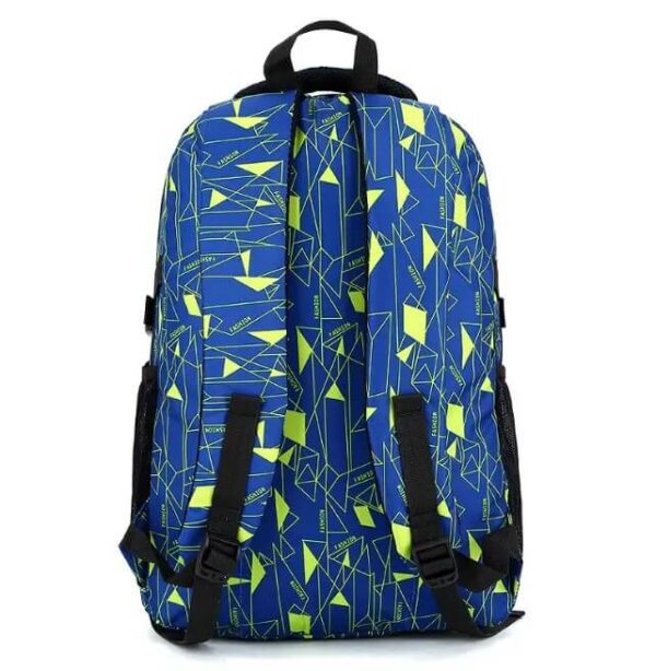 PurePerfect High-Capacity Unisex Rolling School Bag With Trolley on Six Wheels - Blue With Green